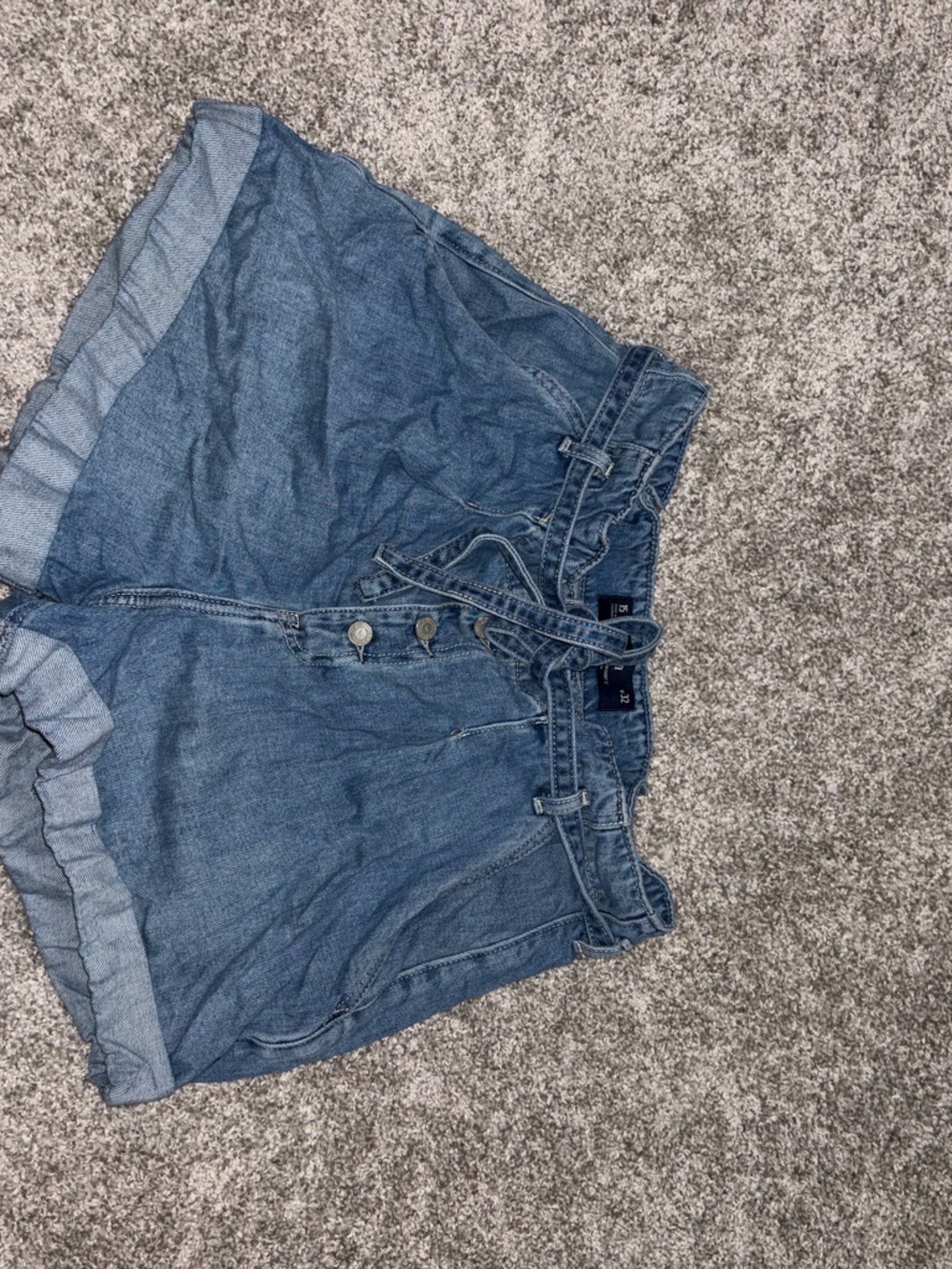 Hollister Light Blue Denim Paperbag Tie-Waist Shorts